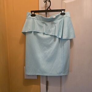 Hot Gal Light Blue Ruffle Pencil Skirt